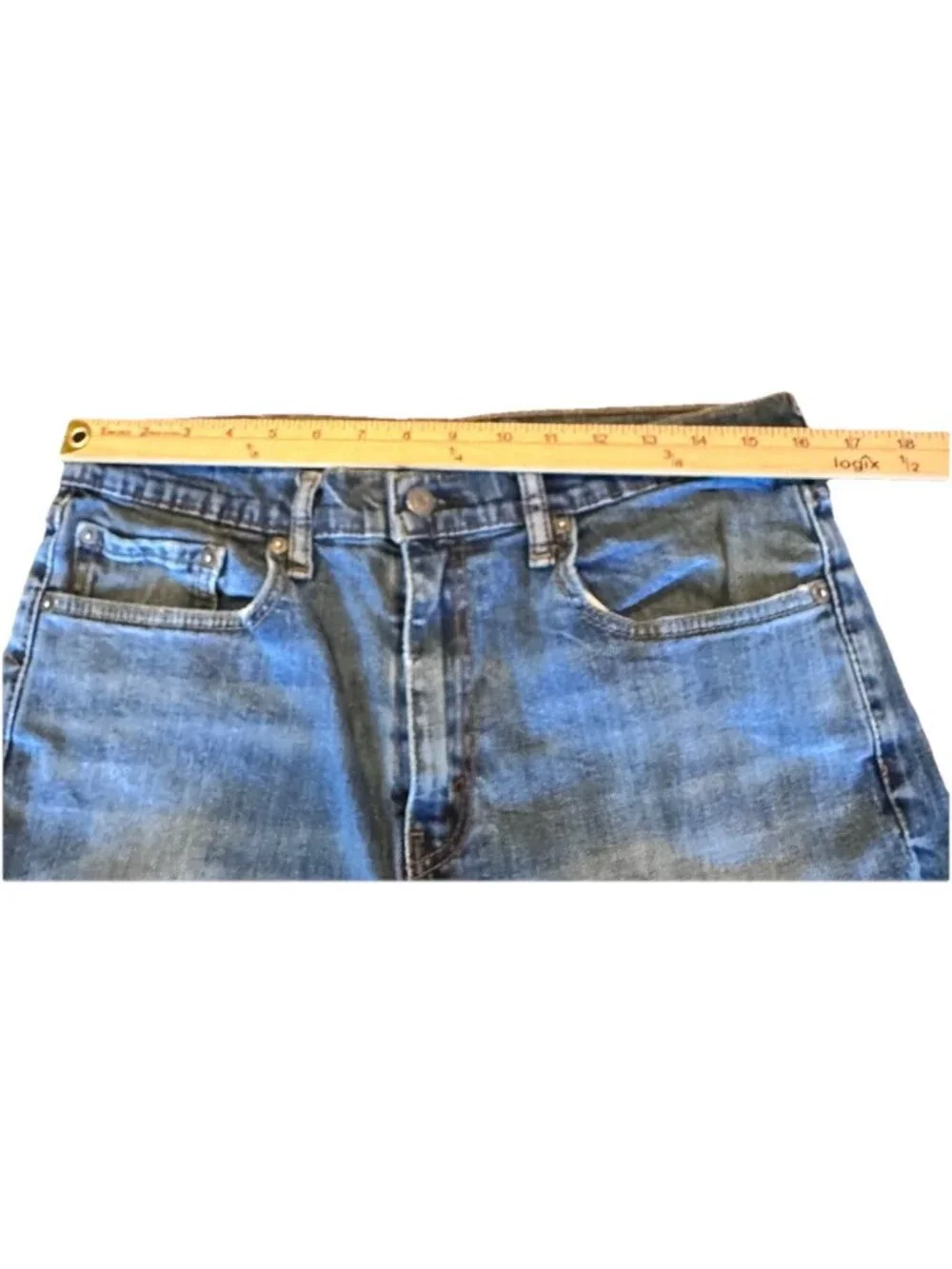 Levi's 502™ Regular Straight Leg Blue Jeans Unisex 34x26 Naturally Distressed